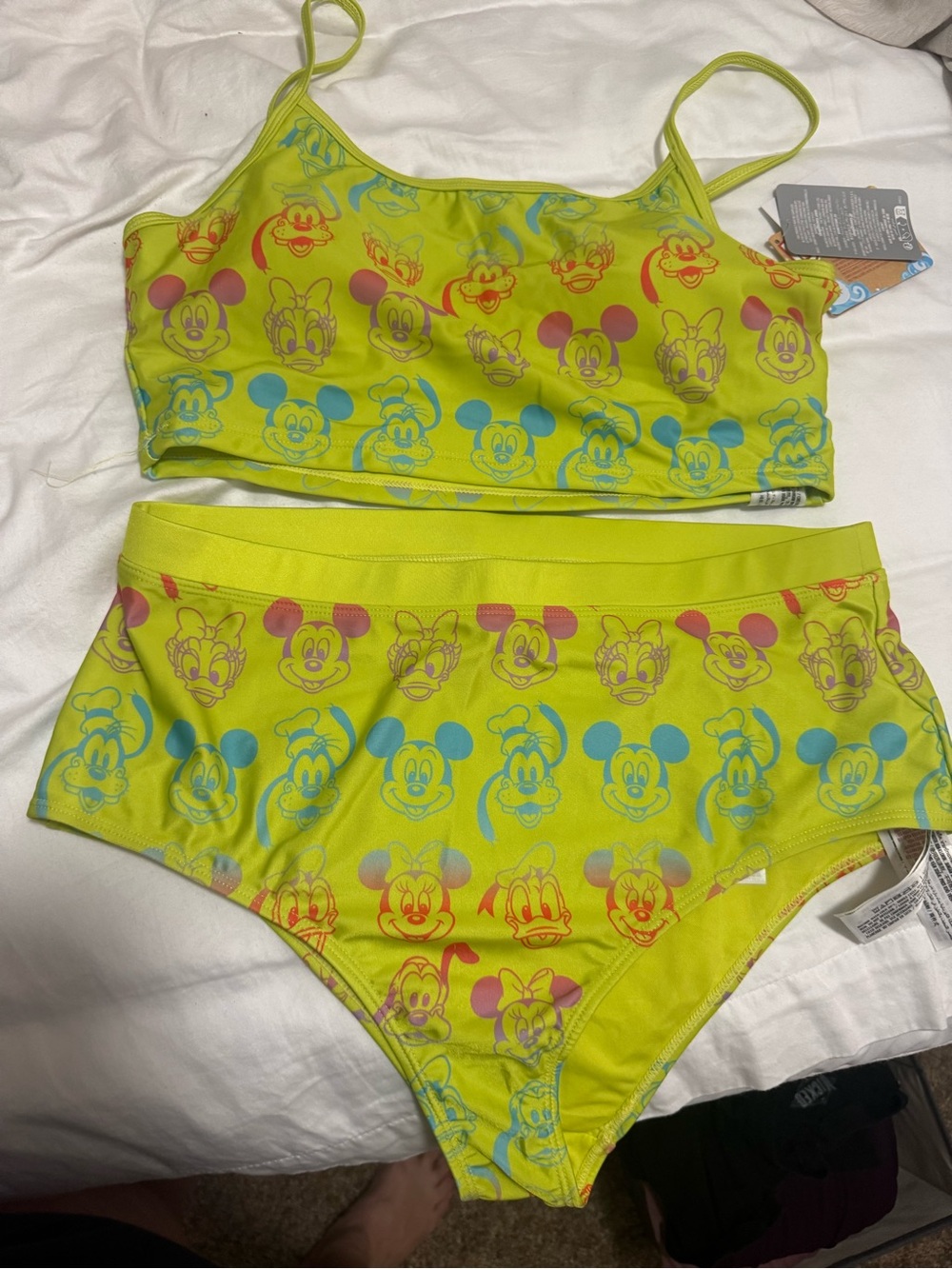 Disney Neon Yellow Mickey & Friends Two-Piece Bikini Set